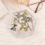 押花水果滴膠杯墊 飾品收納 托盤 - 薰衣草 / 鼠尾草