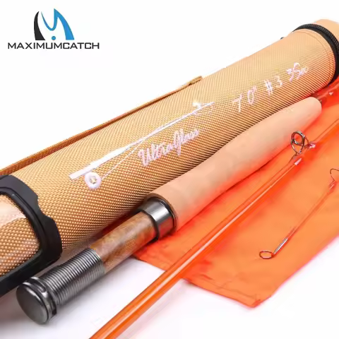 Maximumcatch FRP Fiberglass Fly Rod S+ Fiberglass With Hard Tube Moderate Action Fly Fishing Rod 7'0