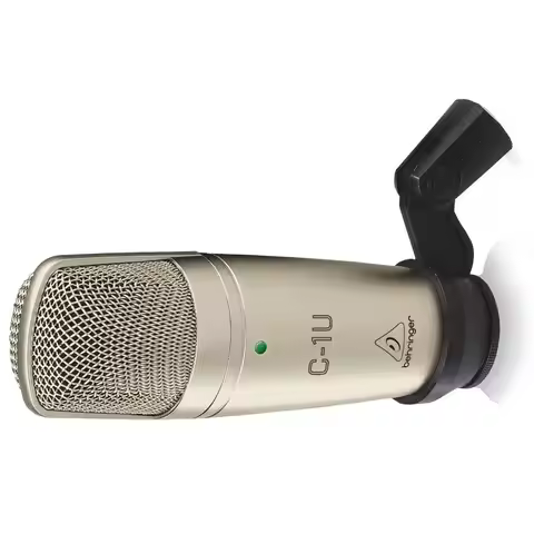 USB Studio Condenser Microphone Behringer C-1U with swivel mic stand mount for digital home recordin