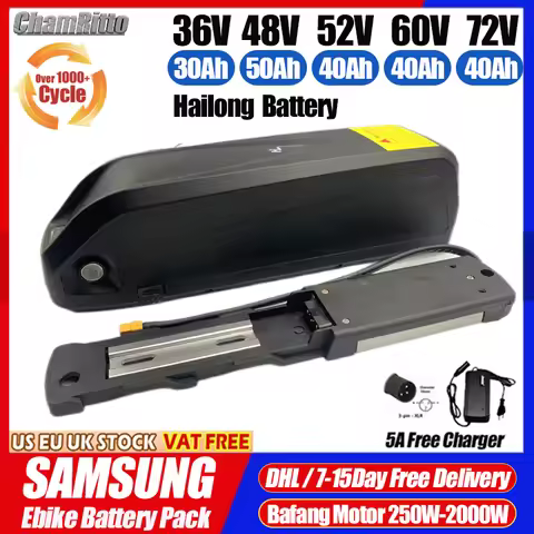 Electric Bicycle 48V 36V 52V 30ah ebike cham-rider Hailong 60V 72V 24 20 40ah 50ah 60ah 2000w batter