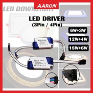 LED Driver Transformer 18+6w/12w+4w/6w+3w Driver  4inch 6inch 8inch LED Panel Light Driver Malaysia aaron shop