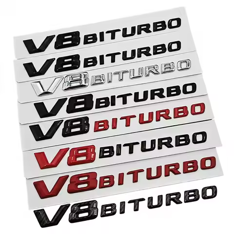 3D ABS Car Logo V8 BITURBO Emblem Fender Badge Car Sticker for Mercedes Benz G63 C63 E63 S63 Auto St