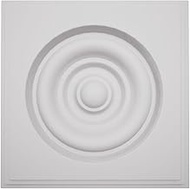4 1/2"W x 4 1/2"H x 1 1/8"P Americraft Solid Paint Grade Wood Square Rosette with Center Bullseye wi
