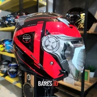 Nhk Gladiator Grande Red Black Glossy Half Face Double Visor Helmet