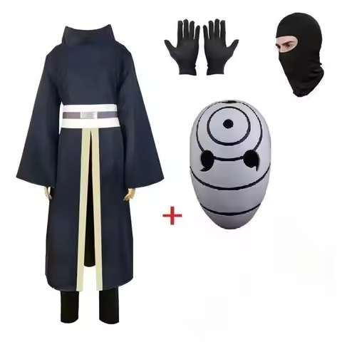 White Mask Ninja Stage Performance Costume Cosplay Outfit, Naruto Akatsuki Tobi Uchiha Obito