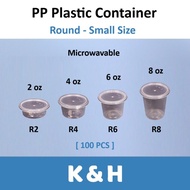 Bekas Plastik Kecil / 100pcs 2oz 4oz 6oz 8oz - Small Size Round Container with Cover /Microwaveable 