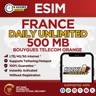 eSIM FRANCE Daily Unlimited 500 MB Data | eSIM Activated Instantly