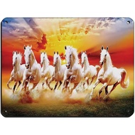 Vintage Lucky 7 Horses Metal Poster Rustic Wall Art for Home & Office