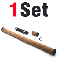 1Set Fishing Rod Cork Handle Assembly Complete Grip Kit with Reel Seat DIY Replacement Parts for Cus