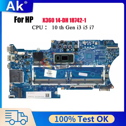 For HP Pavilion X360 14-DH Laptop Motherboard 18742-1 With i3 i5 i7 8th 10th Gen CPU L67766-601 L677