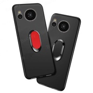 Casing For Sharp Aquos Sense7 5G Plus Black Matte Soft TPU Protective Cover With Oval Bracket