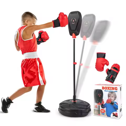 Inflation-Free Boxing set with Punching Bag and Boxing Gloves Quick Rebound Design for 5+ Years Old 