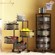 ❒۞❅3 4 5 Layer Rotatable Kitchen Utility Trolley Cart Shelf Storage Rack Organizer With Wheels Stand