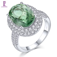 Lohaspie Jewelry Real 5 Carats Solid Sterling Silver 925 Ring Original Natural Green Fluorite Ring 9
