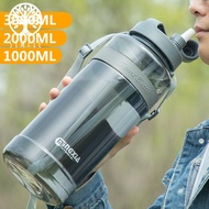 shopeeNo.1○2021 New 1L 2L 3L Sport Water Drinking Bottles with Straw BPA Free Plastic Water Bottle O