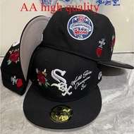 AA high quality Chicago White Sox 59FIFTY fitted cap Fashionable and versatile flat brim cap Black f