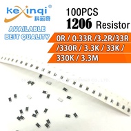 (100pcs) 1206 Resistor SMD 0.25W 1/8W 0R 0.33R 3.3R 33R 330R 3.3K 33K 330K 3.3M Ohm Resistor