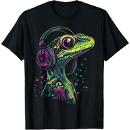Gecko Animal Motif T-Shirt Gecko Art Headphone