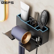 IZEFS Bathroom Hair Dryer Storage Rack Shelf Home Toilet Wall Mount Hair Dryer Organizer Storage Holder Bathroom Accessories Bathroom Counter Storage