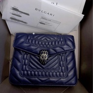 Bulgari Serpenti Forever 寶格麗皮革鏈帶包 海軍藍