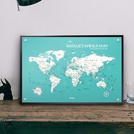 世界地圖-訂製磁吸系列海報-湖水綠(客製化禮物)-IKEA留言板款