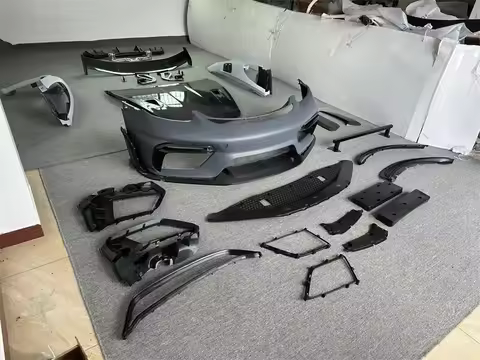 Car Parts PP Material GT4RS Style Body Kit Front Bumper Rear Bumper Dry Carbon Fiber Front Lip Rear