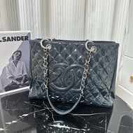 Chanel香奈兒深藍色漆皮GST購物袋托特包