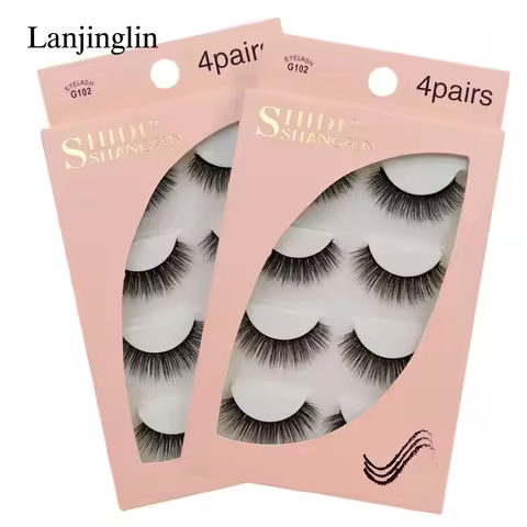 LANJINGLIN 3/4 pairs mink eyelashes false lashes mink 3d fake eyelash extension make up cilios natur
