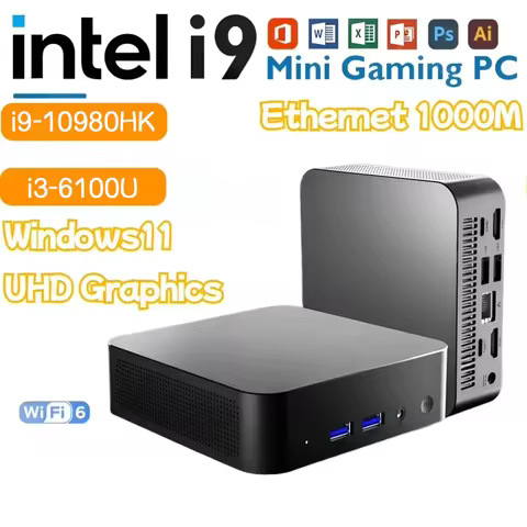 Mini PC Portable Intel CPU i9 10980HK Windows 11 Mini Computer 16GB 1TB 2TB SSD 1000M Ethernet Gamin
