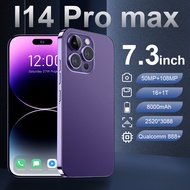 【CAN COD】Original phone I14 pro max i14proMax 7.3 Inch hp 16G RAM 1TB ROM 50MP 108MP cheap cellphone washing warehouse Android 12.0 AI powered Face Recognition Unlocked Mobile Phones Qualcomm 888+ 10 core 8000mah
