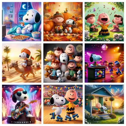 Peanuts Snoopy Cartoon Diamond Painting Kit 5D DIY Diamond Embroidery Cross Stitch Handmade Art Gift