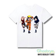 Ghostxyz T-Shirt "Sakura, Naruto, Sasuke" White Regular Vintage Tee Baju Kaos