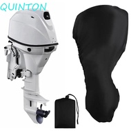 QUINTON Boat Outboard Motor Cover, Engine UV-Proof Black Full Boat Motor Cover, Windproof Strap Zipper Waterproof Fits 0-350HP Motor Engine Protective Cover Ship