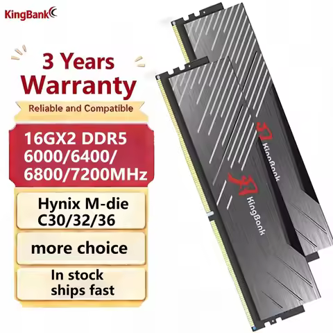 Original Kingbank RAM DDR5 16GBX2 6000/6400/6800/7200MHZ CX/CXE CL30/32/36 Black Blade RAM XMP 1.5V