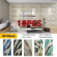 10PCS 30x60cm Marble Wallpaper PVC Vinyl Tiles For Kitchen Venyl Tiles Sticker Waterproof Adhesive