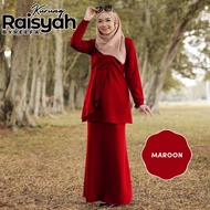 Byreefa Baju Kurung Moden Plain Kosong Sedondon Ibu Anak Breastfeed wudhu friendly Maroon Merah Hati Gelap Raisyah