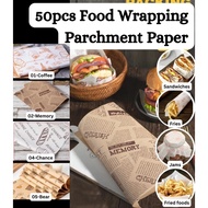 50pcs Sandwich Paper Food Wrapping Toast Food Wrap Food Paper Kertas Pembalut Makanan