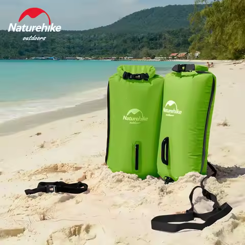 Naturehike Inflatable Open Swimming Buoy Tow Float Dry Bag Double Air Bag Swimming Bag Beach Water S