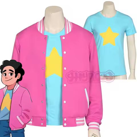 Anime Boy Universe Steven Cosplay Universe Quartz Jacket Sweater Coat Blue T-shirt Pink Coat Cosplay