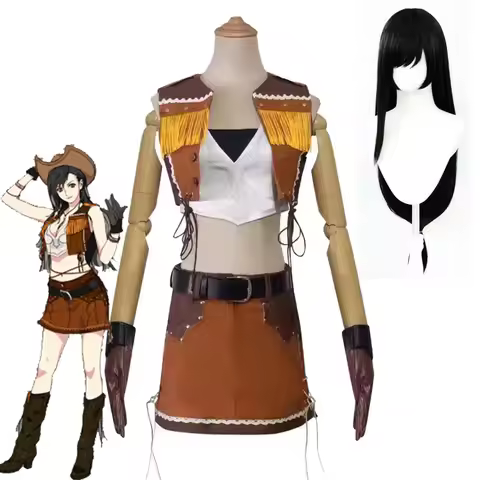 FF7 Rebirth Tifa Lockhart Cosplay Costume Comic-Con Cowboy Style Clothing Tifa's Cosplay Wigs Hallow