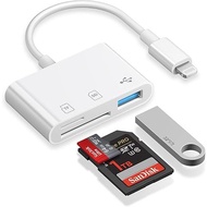 SD Card Reader for iPhone, Lightning to SD Card Reader, 3-in-1 SD Card Reader for SD Card/Micro SD