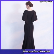 Korean Woman V-neck Split Long Sleeve Maxi Dinner Evening Dress Gown 190617
