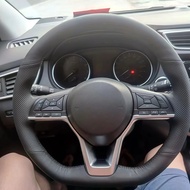 DIY Artificial leather Suede Carbon Fiber Customized Hand-stitched Car Steering Wheel Cover For Niss