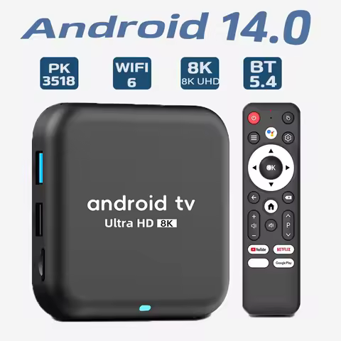 Android 14 TV BoxRockchip RK3518 Q18 Smart TV Box 8K Google Assistant Netflix Multimedia Player 2.4G