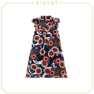 KLOSET Ruffle Midi Dress (AW20 - KD005) ชุดเดรสเด็กแขนกุด ลายดอกไม้