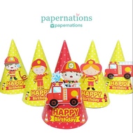 Fire Truck Party Hats Fire Truck Fire Fighter Birthday Hat/ Fire Fighter Fire Truck Birthday Hat/