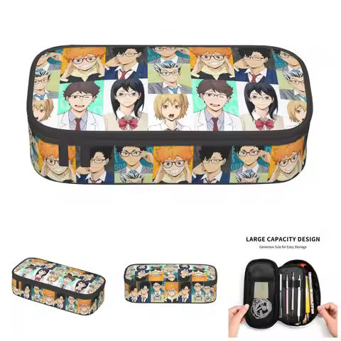 Haikyuu Kuroo Kiyoko Kawaii Pencil Case Girl Boy Large Capacity Akaashi Bokuto Yachi Hinata Oikawa P