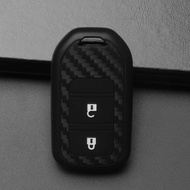 2 Buttons Fashion Carbon Fiber Car Key Cover Case Honda CITY HRV BRV JAZZ CRV ACCORD CIVIC Car Smart Shell Holder Pouch Push Start Remote Case Keyless Remote Casing Keychain Juanchang