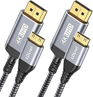 4K DisplayPort to Mini HDMI Cable 3.3FT-2 Pack [Bend Resistant, High-Speed] Supports 3840x2160/4K@60