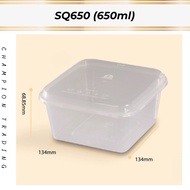 CB Ware 10pcs SQ650 Square Microwave Food Container With Lid / Kotak Plastik Kek / Bekas Empat Segi square